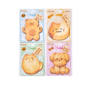 Cute animal cookie theme sticky notes with 30 sheets in 4 styles for DIY scrapbooking decor