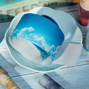 Blue sky and white cloud decorative washi tape rolls for creative bullet journaling
