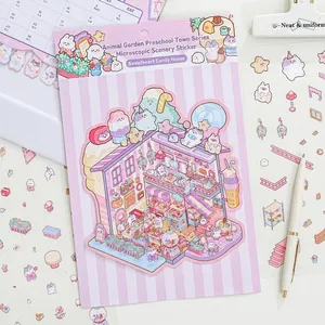 Zoo Town Series Microscopic Landscaping Stickers Three Sheets PET Paper DIY Scrapbooking Journal Decorative Material Pack
