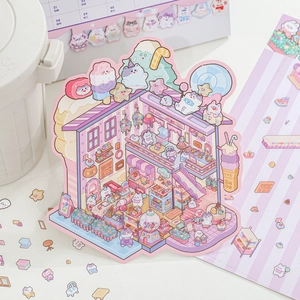 Cute candy shop zoo series stickers with pastel animals for DIY journaling decoration