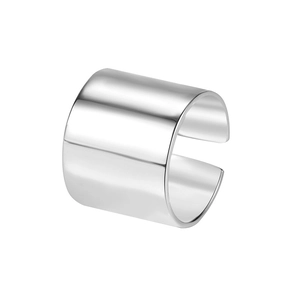 Minimalist S925 sterling silver wide band open ring with polished mirror surface