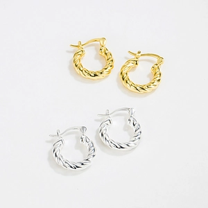 Minimalist 925 Sterling Silver Twisted Hoop Earrings For Women Geometric U-Shape Twisted Rope Ear Buckle Jewelry Gift