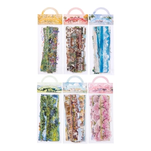 Nature scenery PET sticker set with 6 diverse landscapes for DIY scrapbooking decor