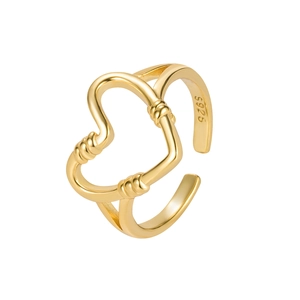925 sterling silver heart ring in 18k gold finish with intricate woven texture detail