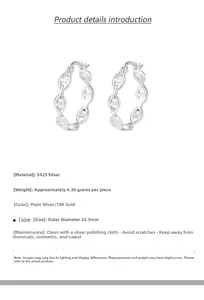Detailed size chart for S925 silver pig nose hoop earrings with 22.5mm outer diameter
