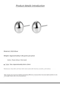 Détail macro de boucles d'oreilles haricot en argent S925 avec finition polie et dimensions