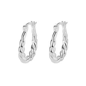 Paire de créoles torsadées en argent fin S925 au design minimaliste et élégant