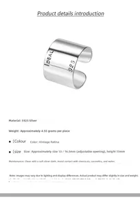 Detailed view of S925 sterling silver ring showing IDEAL engraving and product weight