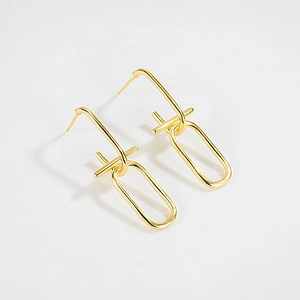 925 Sterling Silver Stud Earrings Geometric Chain Link Drop Earrings For Women Minimalist 18K Gold Plated Jewelry Accessories