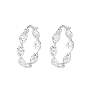 Minimalist S925 sterling silver hoop earrings with a polished pig nose link design