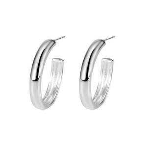 Créoles minimalistes en argent sterling S925 en forme de C avec finition polie miroir