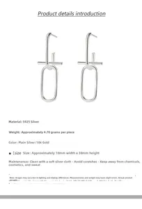 Macro shot of 925 sterling silver geometric earrings with weight and size details
