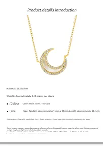 Specifiche dettagliate della collana con luna in argento S925 con misure e peso esatti