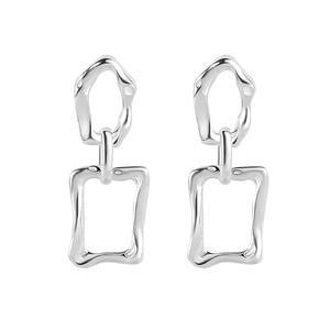 S925 sterling silver geometric drop earrings featuring irregular square and pentagon links