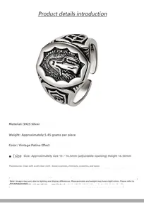 Macro detail of S925 sterling silver Virgin Mary ring with retro oxidized finish