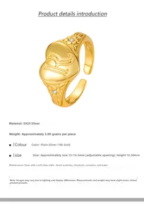 Detailed close-up of S925 silver heart ring featuring R-letter relief and floral pattern