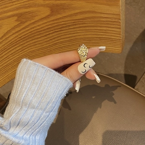 Minimalist S925 sterling silver ring with gold irregular hammered texture finish