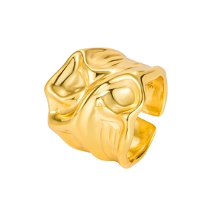 Minimalist S925 sterling silver ring featuring irregular lava texture and gold finish