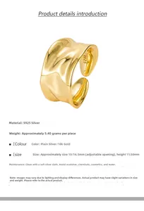 Detail showing irregular water ripple texture and 11.5mm height on 925 silver ring