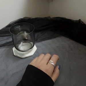 Irregular silver foil texture S925 sterling silver open ring with molten metal finish