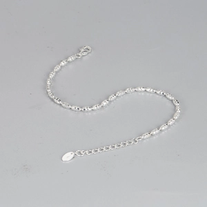 925 Sterling Silver Bracelet For Women French Style Carved Rice Beads Sweet Shiny Adjustable Jewelry Daily Wear Bracelet