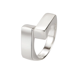 Minimalist geometric S925 sterling silver ring with polished rectangular design for women