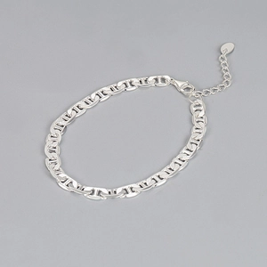 925 Sterling Silver Mariner Link Bracelet For Women Dainty Pig Nose Anchor Chain Hip Hop Style Adjustable Bracelet Jewelry