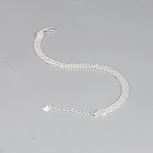 Sparkling S925 sterling silver multi-row woven bracelet with a lobster clasp and heart tag