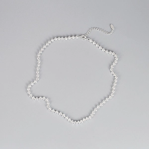 Polished 925 sterling silver beaded chain necklace with lobster clasp and extension