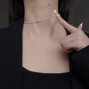 Elegant minimalist S925 sterling silver four-row bead choker necklace for women