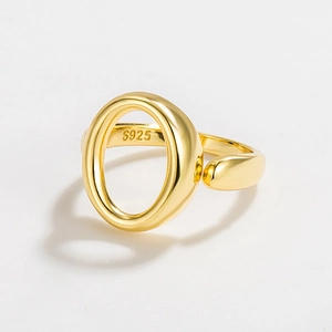 925 Sterling Silber Geometrischer Offener Ring Für Damen Minimalistisch Unregelmäßig Hohl Verstellbar Gold Silber Fingerring Modeschmuck Geschenk