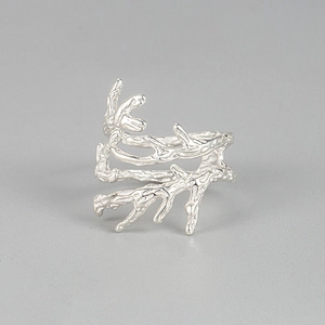 Bague Ouverte en Argent Sterling 925 pour Femme Design Minimaliste de Branche de Corail Anneau Réglable Bijoux de Mode Cadeau