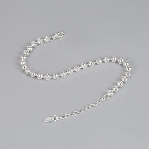 S925 Sterling Silver Carved Beaded Bracelet For Women Adjustable Textured Round Bead INS Style Elegant Jewelry Gift