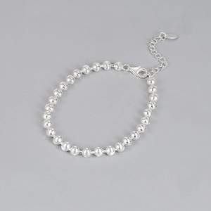 Elegant S925 sterling silver beaded bracelet featuring textured spiral beads and lobster clasp