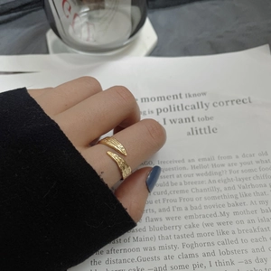 Minimalist gold textured irregular open ring with s925 silver finish for women fashion