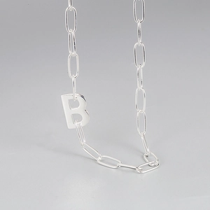 925 Sterlingsilber Buchstabe B Anhänger Halskette Für Damen Minimalistische Büroklammerkette Schlüsselbeinkette Eleganter Modeschmuck