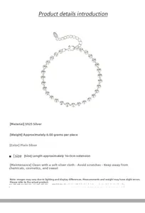Detail of S925 sterling silver beaded bracelet showing lobster clasp and extension chain
