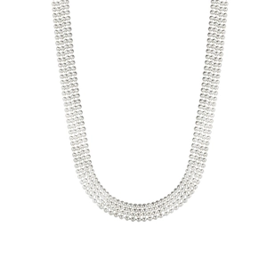 Minimalist S925 sterling silver four-row beaded choker necklace with a polished finish