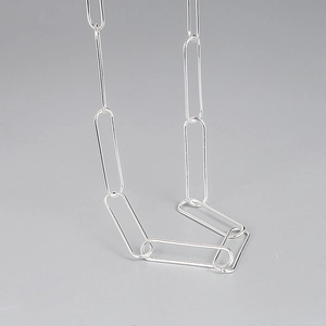 Collier Chaîne Trombone en Argent Sterling S925 pour Femme Chaîne de Clavicule à Maillons Géométriques Minimaliste Bijoux