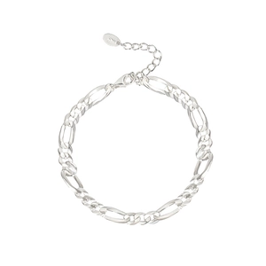 Classic 925 sterling silver Figaro chain bracelet with lobster clasp and S925 engraved tag