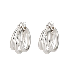 Boucles d'oreilles créoles triple C en argent sterling S925 avec finition polie