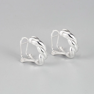 925 Sterling Silver Geometric Twisted Rope Stud Earrings For Women Korean Minimalist Wave Design INS Style Jewelry Gift