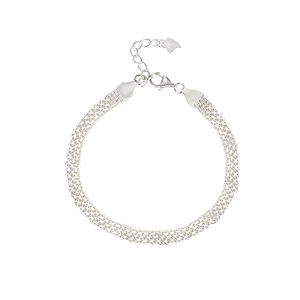 Sparkling S925 sterling silver multi-row chain bracelet with adjustable lobster clasp