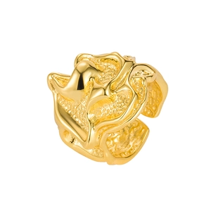Anello lava irregolare in argento 925 placcato oro 18K con trama di lamina stropicciata