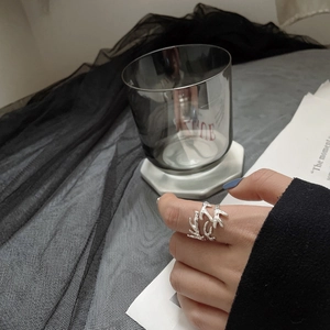Bague ouverte ajustable en argent sterling S925 minimaliste avec design de branche
