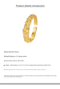 Detail view of S925 sterling silver ring showing 3mm width and 2.73g weight details