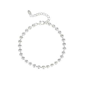 Sparkling S925 sterling silver beaded bracelet with faceted texture and lobster clasp