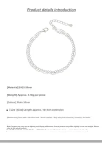 Détail du bracelet double couche en argent S925 affichant un poids de 3,10g et 16+3cm de long