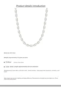 Détail du collier en argent S925 à maillons ovales texturés 40+5cm poids 7,55g