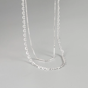 925 Sterling Silver Double Layer Heart Necklace For Women Minimalist Fashion Ins Style Clavicle Chain Jewelry Gift